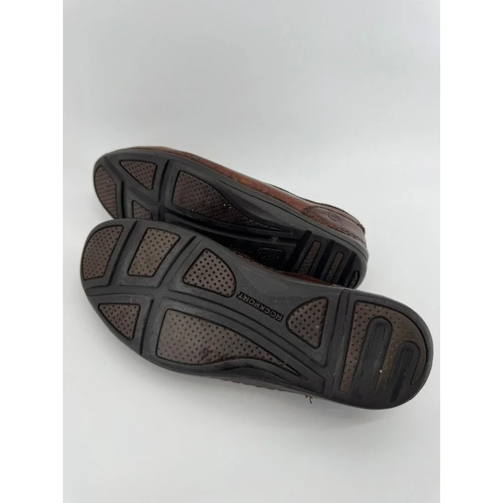 Rockport Mens prowalker Brown Leather Slip On Loafers adiPRENE Shoes Size 9 M